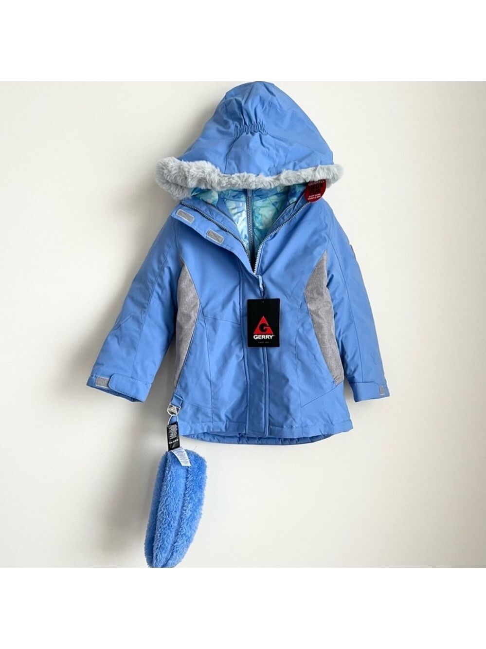 Gerry Weber Sky Blue Jacket with Fur Hood